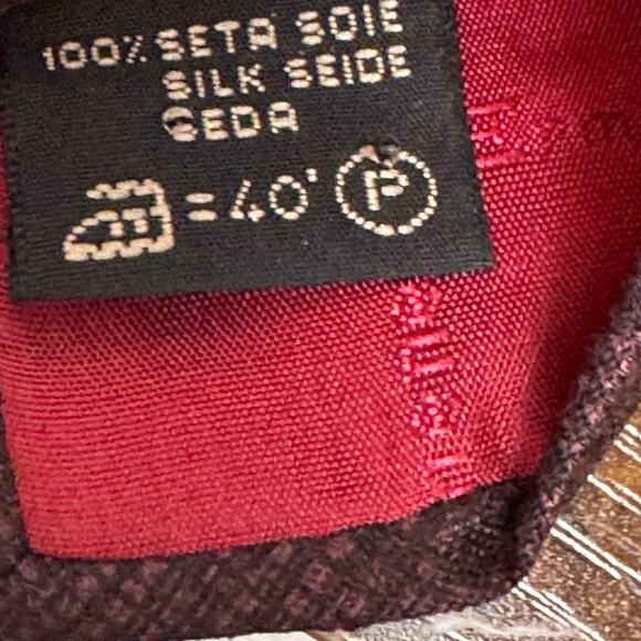 Ermenegildo Zegna Tie Mens 100% Silk Geometric Neck Tie Multicolor Maroon Career - Picture 4 of 6